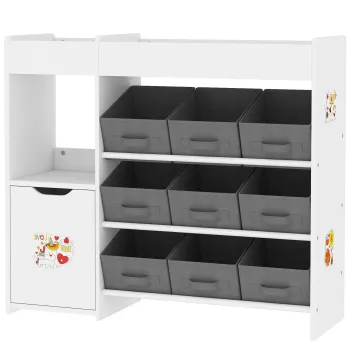AIYAPLAY Etajera de depozitare pentru copii cu 9 sertare textile si dulap, alb | Aosom Romania c4c5 imagine