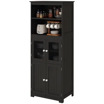 Bufet bucatarie HOMCOM cu sertare, dulapuri de depozitare multi-rangements dim. 60L x 30A x 162I cm negru | Aosom Romania 1646 imagine