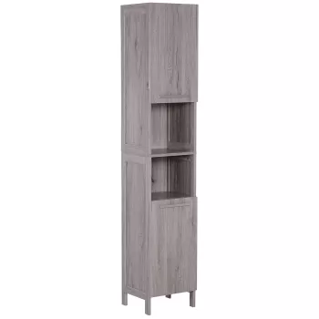 Coloana de baie Kleankin cu 2 dulapuri si 2 rafturi deschise, Dulap de baie din MDF cu suprafata neteda, 30x32x172,5 cm, de culoarea lemnului 0011 imagine