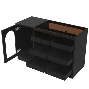 Comoda moderna cu sertare, dulap pentru sufragerie cu lumina LED si 6 sertare, 120x40x75 cm, Negru b66a imagine