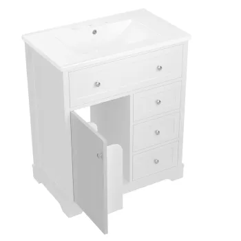 Dulap de baie cu lavoar, 76x46x87 cm, Alb 77a7 imagine