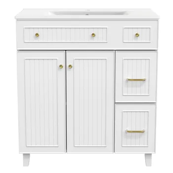 Dulap de baie independent cu lavoar ceramic, Alb | Aosom Romania e6e7 imagine