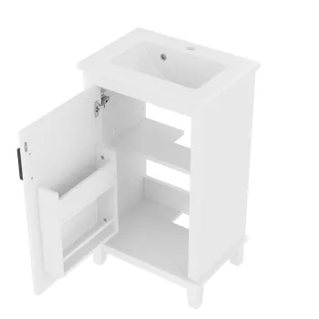 Dulap de baie independent cu lavoar ceramic integrat, rafturi ajustabile, 51x34x83 cm, Alb 9ef4 imagine