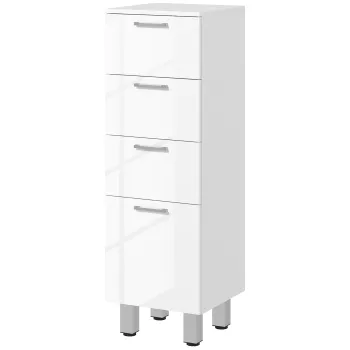 Dulap de baie kleankin, Badschrank, 4 sertare, placa de particule, lucios, alb | Aosom Romania 43f5 imagine