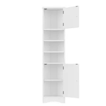 Dulap de baie triunghiular, cu rafturi reglabile si usi duble, 37x24,5x170 cm, Alb 3d70 imagine