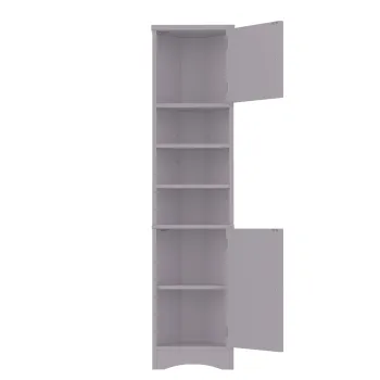 Dulap de baie triunghiular, cu rafturi reglabile si usi duble, 37x24,5x170 cm, Gri 7662 imagine