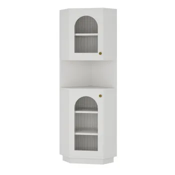 Dulap de colt pentru baie cu banda LED, Alb | Aosom Romania 1952 imagine