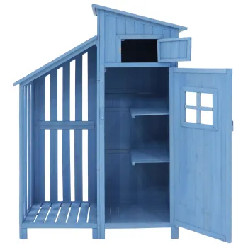 Dulap de gradina cu 2 rafturi, magazie de unelte cu spatiu mare de depozitare, 124x46x174 cm, Albastru 25f8 imagine