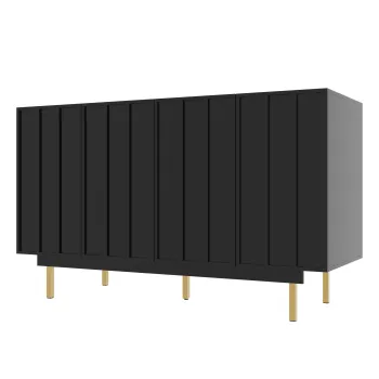 Dulap minimalist pentru sufragerie, cu 4 usi si rafturi reglabile, 140x38,5x82,5 cm, Negru cb35 imagine
