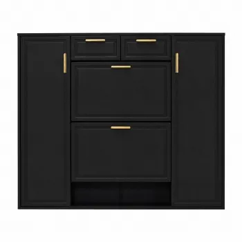 Dulap modern pentru pantofi cu polite reglabile, Negru | Aosom Romania f919 imagine