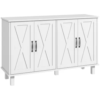 Dulap multifunctional MDF cu 4 nivele HOMCOM cu 2 rafturi reglabile pentru sufragerie, bucatarie si intrare, 120x37x75 cm, de culoare alb 2547 imagine