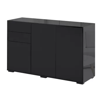 Dulap multifunctional negru HOMCOM cu 2 sertare si 2 dulapuri cu apasare, 117x36x74cm 6490 imagine