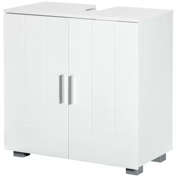 Dulap sub chiuveta cu piedestal Kleankin, unitate moderna de chiuveta pentru baie, dulap de depozitare cu usi duble | AOSOM RO 7898 imagine