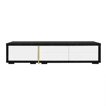 Dulap TV rotativ, Lungime variabila, 140-260x40x30 cm, Alb+Negru a000 imagine