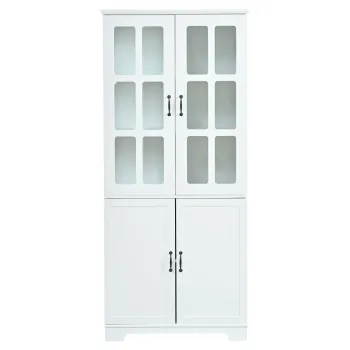 Dulap vitrina, Alb | Aosom Romania 82b1 imagine
