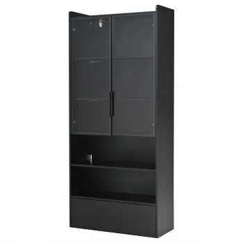 Dulap vitrina inalt, Negru | Aosom Romania fc5d imagine