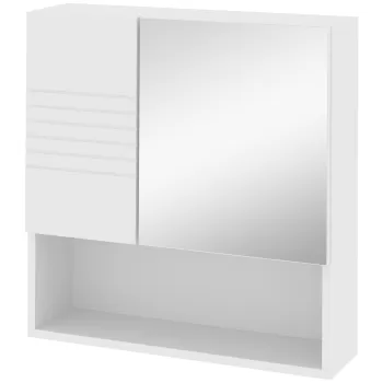 Dulapior cu Oglinda Baie kleankin, Dulapior Baie Suspendat cu Fixare la Perete, 54x15x55cm, Alb 0254 imagine