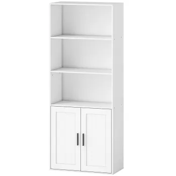 HOMCOM Biblioteca cu Rafturi Deschise si Dulap cu Raft Reglabil Alb | Aosom Romania 8c87 imagine