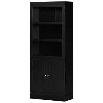 HOMCOM Bufet Bucatarie din Lemn cu Etajere si Dulapior 2 Usi cu Polite Reglabile, pentru Salon si Sufragerie, Negru 4c6c imagine