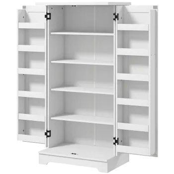 HOMCOM Bufet bucatarie dulap de bucatarie 5 niveluri cu usi si rafturi reglabile 60l x 40P x 120H cm aspect lemn crem | Aosom Romania 5c5e imagine