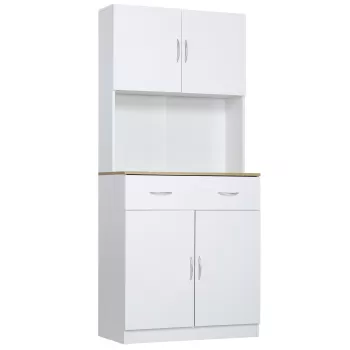 HomCom bufet de bucatarie cu dulapuri, 80x40x180cm, alb | Aosom Ro 5def imagine