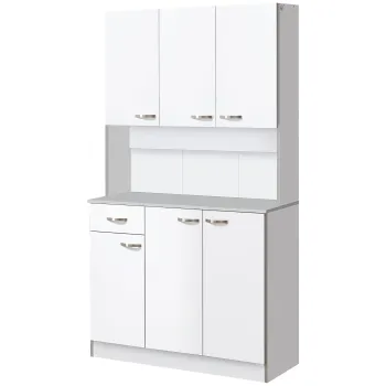 HOMCOM Bufet de bucatarie dulap de bucatarie contemporan depozitare multipla 6 usi 1 sertar + blat mare | Aosom Romania 2f8f imagine