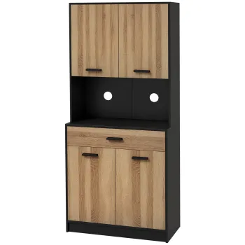 HOMCOM Bufet de bucatarie Dulap de depozitare, 2 dulapuri 4 usi 1 sertar, pasaje pentru cabluri 80L x 40P x 180H cm | Aosom Romania 736a imagine