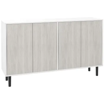 HOMCOM Bufet de bucatarie mobilier de depozitare 2 dulapuri cu rafturi reglabile, 121 x 37 x 75 cm, alb si aspect lemn gri | Aosom Romania 4134 imagine