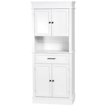HOMCOM Bufet de cuisine armoire de cuisine multi-rangements 2 dulapuri 2 usi sertar nisa MDF panouri particule E1 alb | Aosom Romania 82f1 imagine