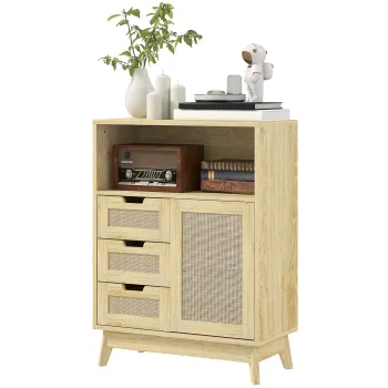 HOMCOM Bufet de depozitare cu 3 sertar dulap raft reglabil pentru sufragerie bucatarie 60 x 30 x 81 cm lemn natural | Aosom Romania f8b5 imagine