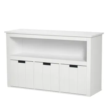 HOMCOM Bufet de Salon cu 3 Sertare Mobilizabile si Rafturi Deschise pentru Carti Jucarii Dulap Auxiliar de Depozitare pentru Dormitor Bucatarie 102x33x61,5 cm Alb | Aosom Romania fa74 imagine