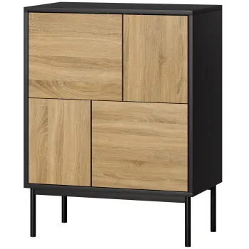 HOMCOM Bufet living mobilier de depozitare dulap de bucatarie usi cu deschidere prin apasare si 4 compartimente stil modern 60 x 35 x 78 cm, negru | Aosom Romania 0821 imagine