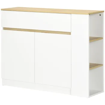 HOMCOM Bufet mobilier depozitare cu 2 sertare 3 rafturi deschise si dulap 2 usi 110 x 29,5 x 82 cm alb | Aosom Romania 3826 imagine