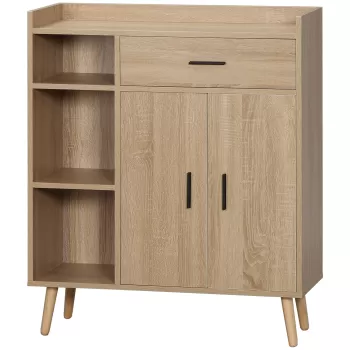 HOMCOM Bufet modern cu dulap de depozitare, cu sertar si raft reglabil pentru living, dormitor, hol, natural | AOSOM RO d2b0 imagine