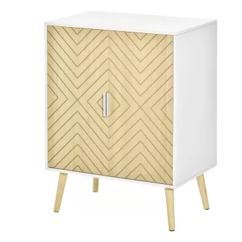 HOMCOM Bufet Modern din Lemn, Dulapior Multifunctional pentru Sufragerie, Camera sau Intrare cu 2 Usite si Etajera Reglabila, 60x40x80cm 272a imagine