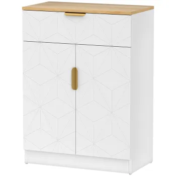 HOMCOM Bufet modern, dulap de depozitare cu sertar si raft reglabil, alb | Aosom Romania 183c imagine