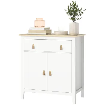 HOMCOM Bufet salon mobilier de depozitare cu dulap cu 2 usi, sertar si raft reglabil, 80 x 40 x 90 cm, alb | Aosom Romania 7746 imagine
