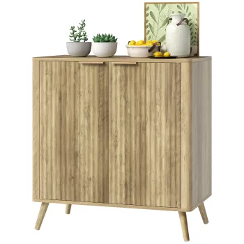 HOMCOM Bufet sufragerie mobilier de depozitare cu dulap cu 2 usi si raft reglabil, 77 x 40 x 81 cm, aspect lemn | Aosom Romania e2f5 imagine