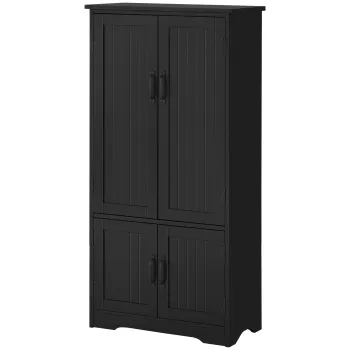 HOMCOM Buffet de bucatarie, armoarie de bucatarie contemporana, multi-spatii de depozitare, 2 dulapuri, 3 rafturi, MDF, panouri de particule, negru | Aosom Romania 360f imagine