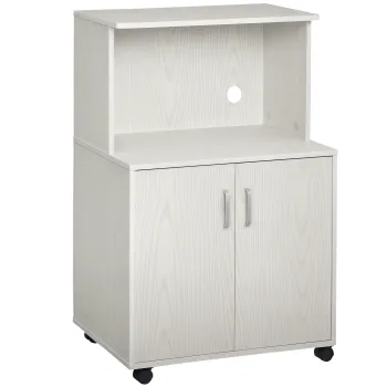 HOMCOM Carucior carucior cuptor cu microunde dulap 2 usi - dim. 60,4L x 40,3l x 97H cm - alb | Aosom Romania fb68 imagine