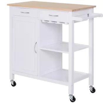 HomCom carucior de bucatarie, dulap cu 2 sertare, mobilier pentru bucatarie, dulap cu roti | AOSOM RO e067 imagine