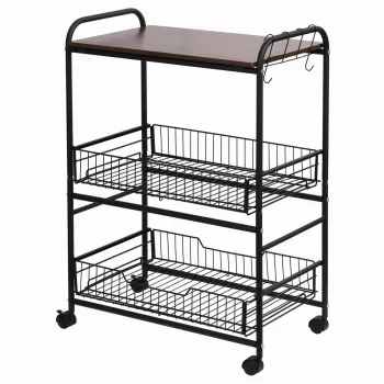HOMCOM Carucior de Bucatarie pentru Alimente dulap in Stil Industrial, mobila pentru bucatarie, dulap cu roti | AOSOM RO 7aa4 imagine