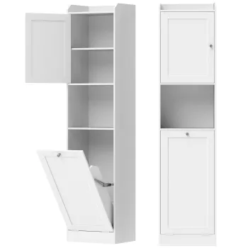 HOMCOM Coloana Baie cu Cos Rabatabil, Dulap Ingust cu Rafturi, Alb | Aosom Romania 8633 imagine