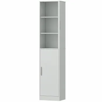 HOMCOM Coloana de baie 6 nivele, Dulap de depozitare ingust, 2 usi si 4 rafturi reglabile, 40x35x180cm, Verde | Aosom Romania b624 imagine