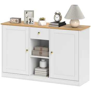 HOMCOM Comoda de bucatarie, Sideboard cu Sertar, Dulapuri, Rafturi, Span, Alb | Aosom Romania 70ce imagine