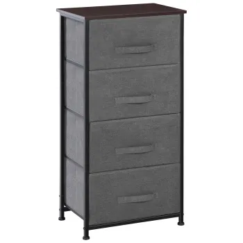 HOMCOM Comoda din Material Textil Mobila de Depozitare 4 sertare sifonier dim. 45L x 30l x 92H cm Cadru din metal gri | Aosom Romania 5eca imagine