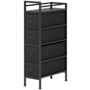 HOMCOM Comoda dulap cu 4 sertare din material textil, dulap de depozitare cu cadru din otel, 20cm x 43cm x 81,5cm, Negru | Aosom Romania c6ca imagine
