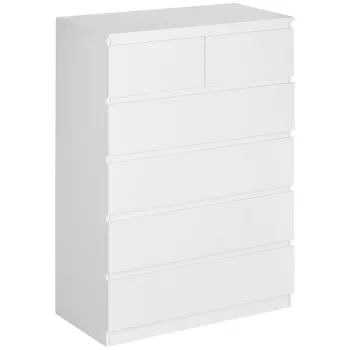 HOMCOM Comoda, Dulap de Depozitare cu 6 Sertare pentru Dormitor, Living, 80x39x115 cm, Alb 347d imagine