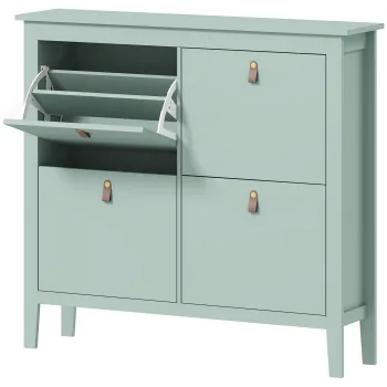 HOMCOM Comoda pentru pantofi 20 perechi, dulap pantofi cu 4 sertare rabatabile, rafturi detasabile si ajustabile, verde | Aosom Romania 2b8a imagine