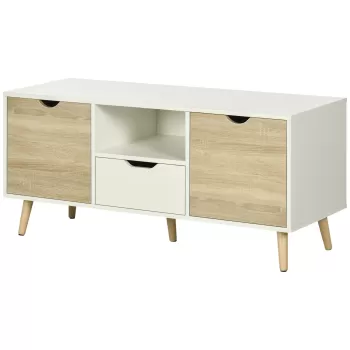 HOMCOM Comoda pentru TV de pana la 50 inch, suport TV cu dulapuri de depozitare si sertare pentru camera de zi si dormitor, natural | AOSOM RO 3f8e imagine